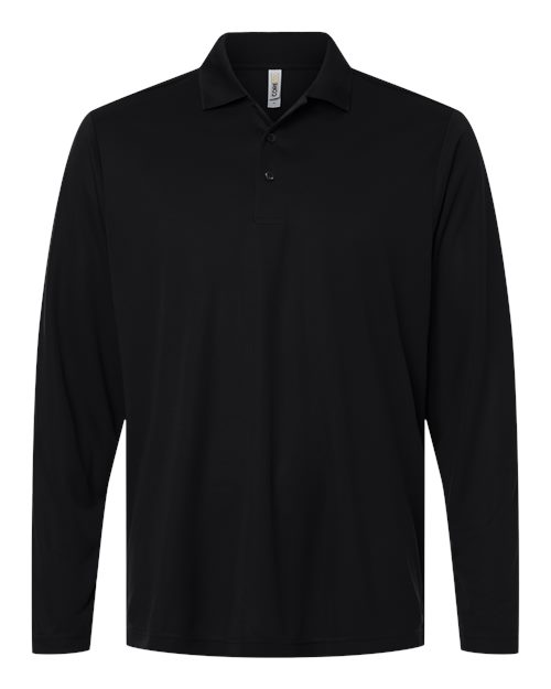 CORE365 Men's Nova Performance Long Sleeve Pique Polo - Black Front