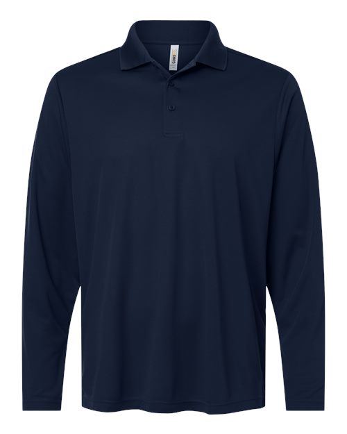 CORE365 Men's Nova Performance Long Sleeve Pique Polo - Classic Navy Front