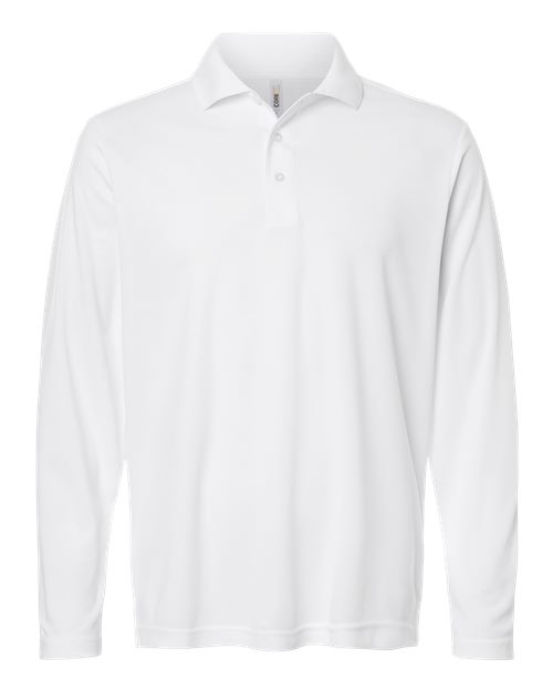Men's Nova Performance Long Sleeve Pique Polo - White Front