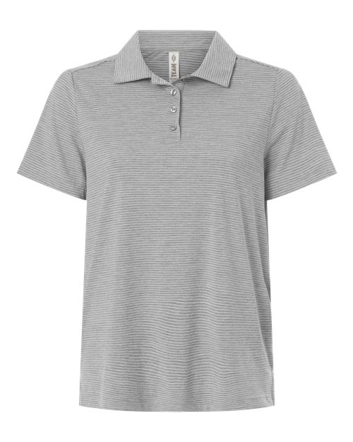 Women's Relay Heathered Stripe Polo - Athletic Heather/ White Front
