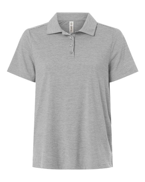 Team 365 Women's Relay Heathered Stripe Polo - Athletic Heather/ White Front