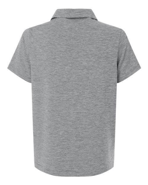 Women's Relay Heathered Stripe Polo - Black Heather/ White Back