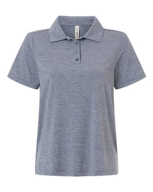 Women's Relay Heathered Stripe Polo - Sport Dark Navy Heather/ White Front