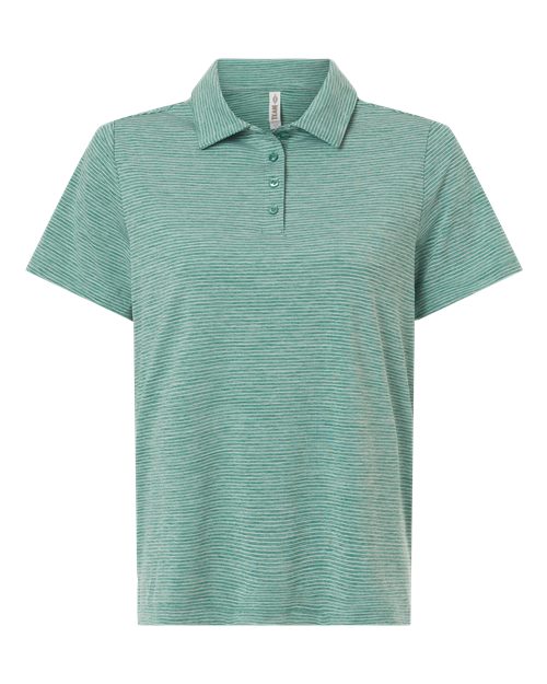Women's Relay Heathered Stripe Polo - Sport Forest Heather/ White Front