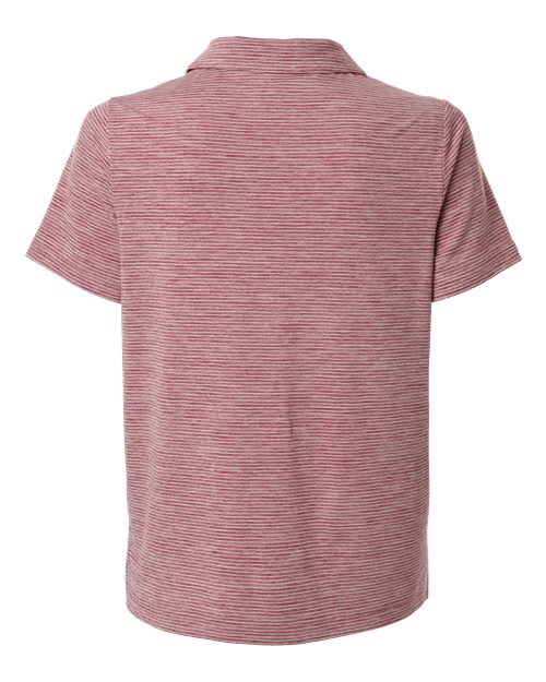 Women's Relay Heathered Stripe Polo - Sport Maroon Heather/ White Back