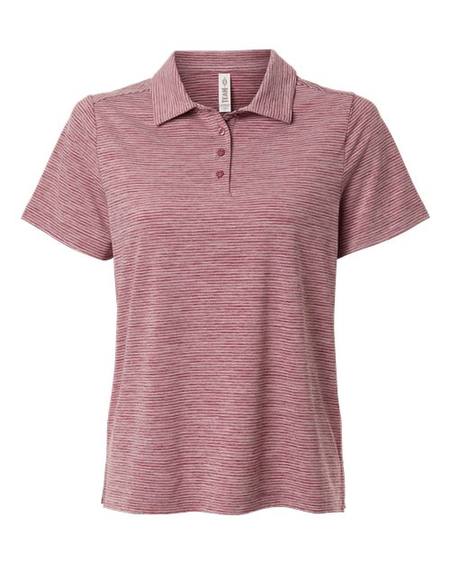 Women's Relay Heathered Stripe Polo - Sport Maroon Heather/ White Front