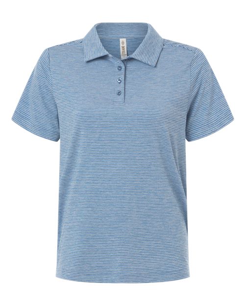 Women's Relay Heathered Stripe Polo - Sport Royal Heather/ White Front