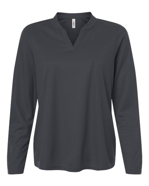 Women's Nova Performance Long Sleeve Pique Polo - Carbon Front