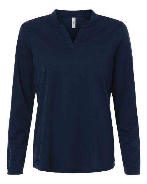 Women's Nova Performance Long Sleeve Pique Polo - Classic Navy Front