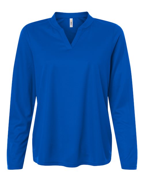 Women's Nova Performance Long Sleeve Pique Polo - True Royal Front