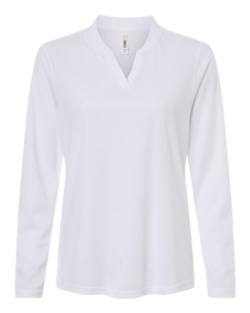Women's Nova Performance Long Sleeve Pique Polo - White Front
