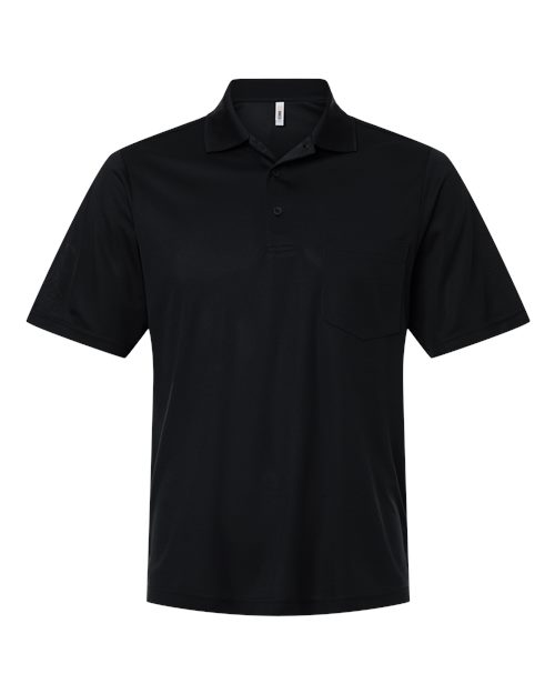 CORE365 Men's Nova Performance Pique Pocket Polo - Black Front