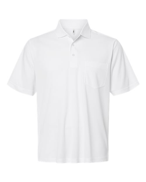 Men's Nova Performance Pique Pocket Polo - White Front