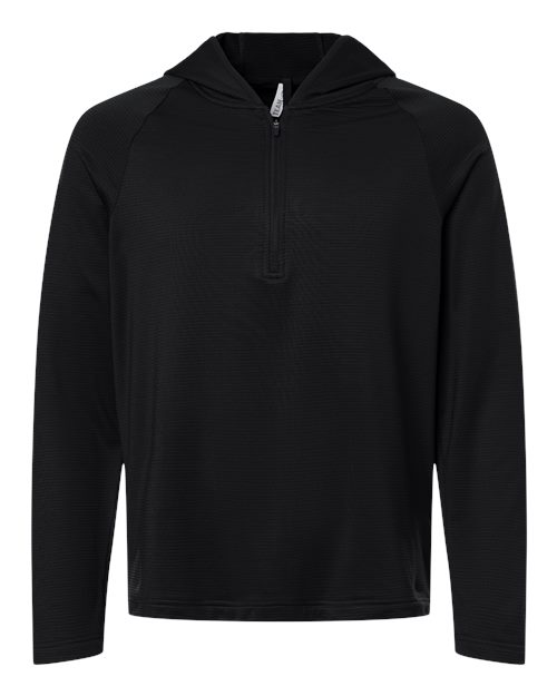Men's Qualify Quarter-Zip Hooded Pullover - Black Front