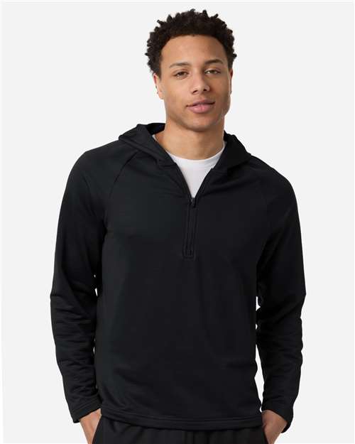 Team 365 Men's Qualify Quarter-Zip Hooded Pullover - Model Front