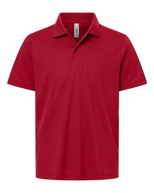 CORE365 Youth Nova Performance Pique Polo - Classic Red Front