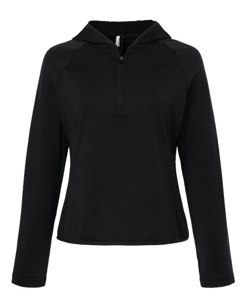 Women's Qualify Quarter-Zip Hooded Pullover - Black Front