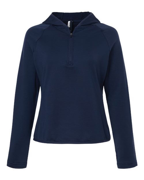 Women's Qualify Quarter-Zip Hooded Pullover - Sport Dark Navy Front