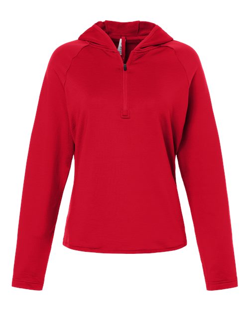 Women's Qualify Quarter-Zip Hooded Pullover - Sport Red Front