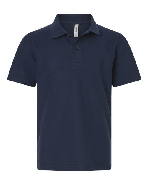 Youth Resolve CVC Performance Pique Polo - Classic Navy Front