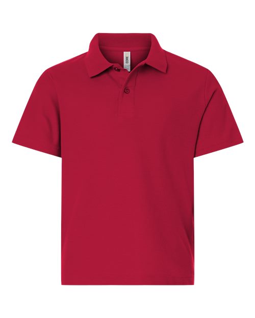 Youth Resolve CVC Performance Pique Polo - Classic Red Front