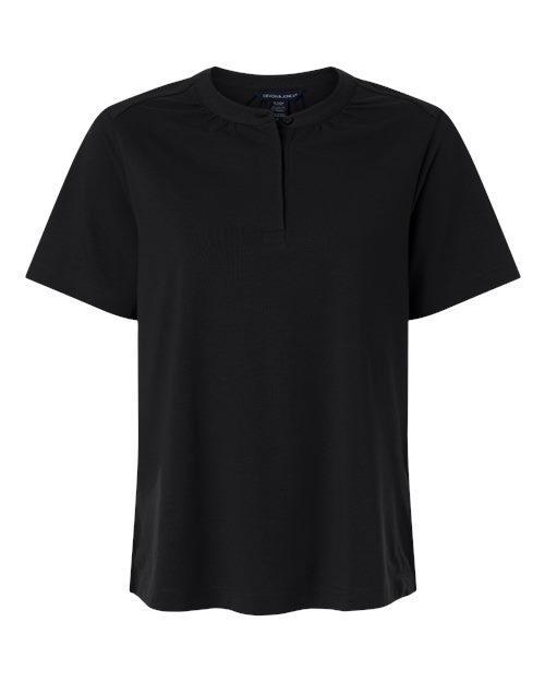 Women's Seaton Pebble Textured Polo - Black Front