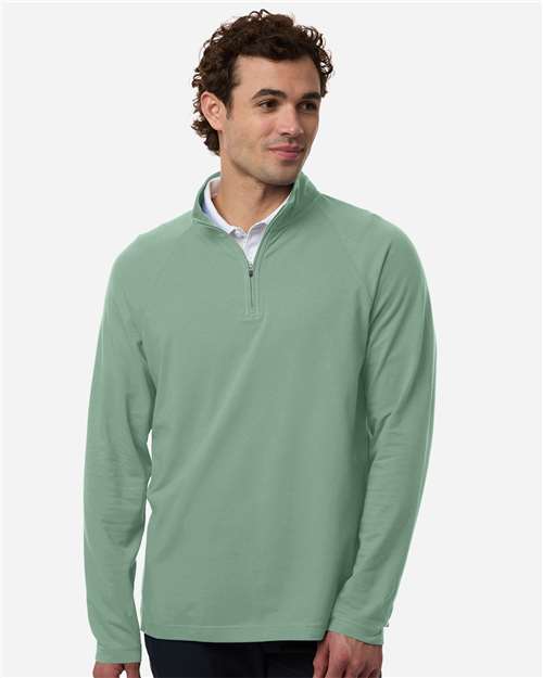 Devon & Jones Men's Seaton Pebble Textured Quarter-Zip Pullover - Model Front