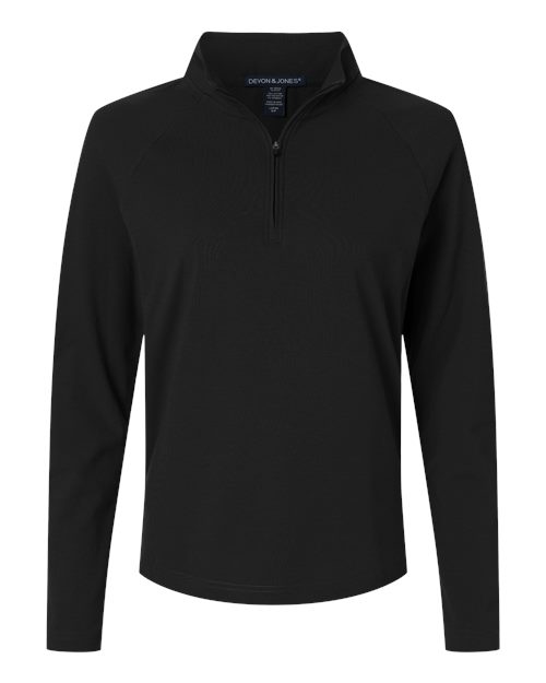 Women's Seaton Pebble Textured Quarter-Zip Pullover - Black Front