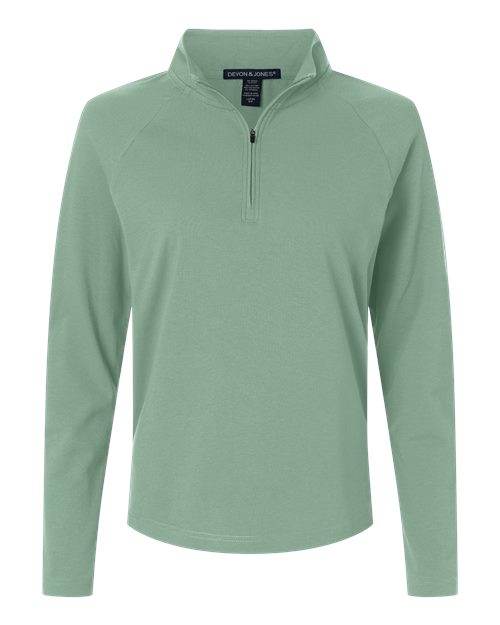 Women's Seaton Pebble Textured Quarter-Zip Pullover - Balsam Green Front