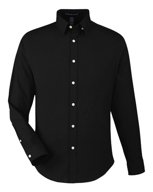 Men's CrownLux Performance® Spencer Poplin Dress Shirt - Black Front