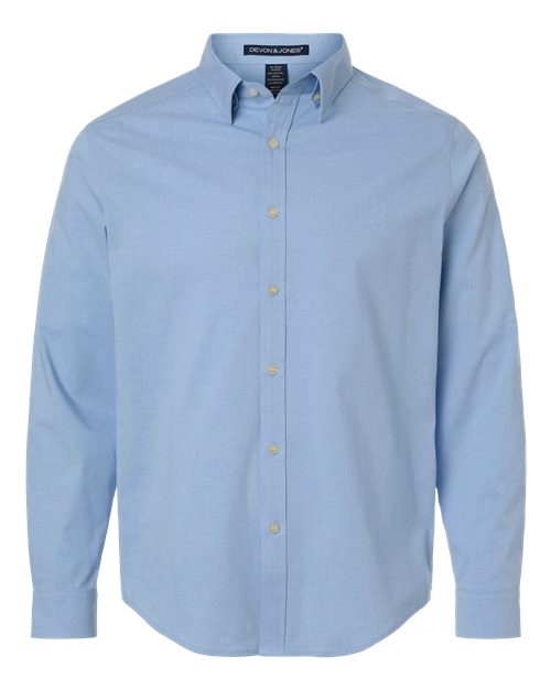 Men's CrownLux Performance® Spencer Poplin Dress Shirt - Light Blue Melange Front