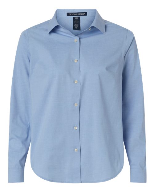 Women's CrownLux Performance® Spencer Poplin Dress Shirt - Light Blue Melange Front