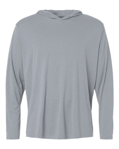 AllPro Unisex Pro-Lock Performance Hooded Long Sleeve T-Shirt - Heather Steel Front