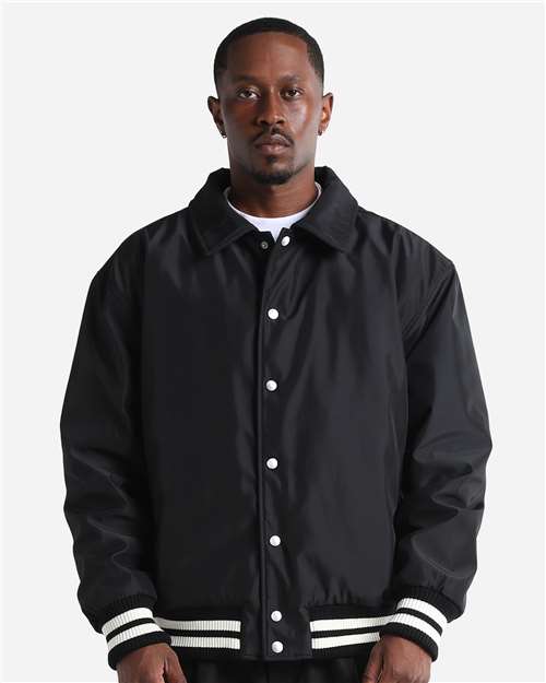 Unisex Collared Varsity Jacket - Black Front