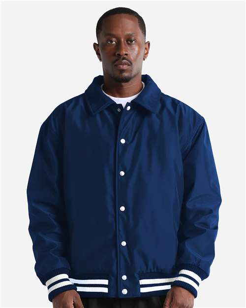 Unisex Collared Varsity Jacket - Navy Front