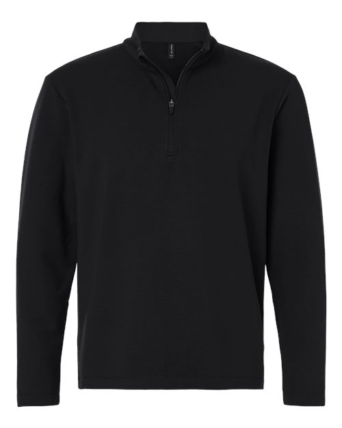 Men's Stretch Quarter-Zip Fleece Pullover - Black Front