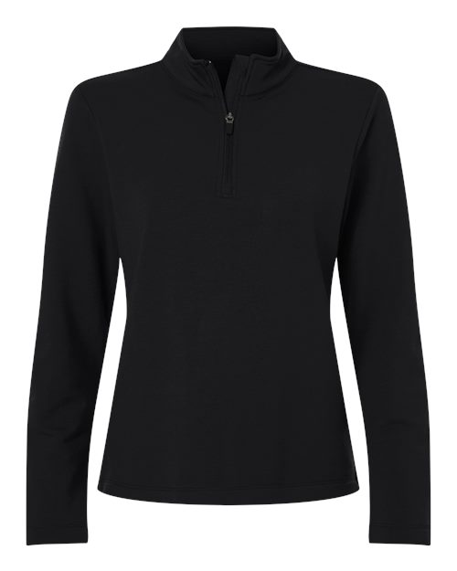 Women's Stretch Quarter-Zip Fleece Pullover - Black Front