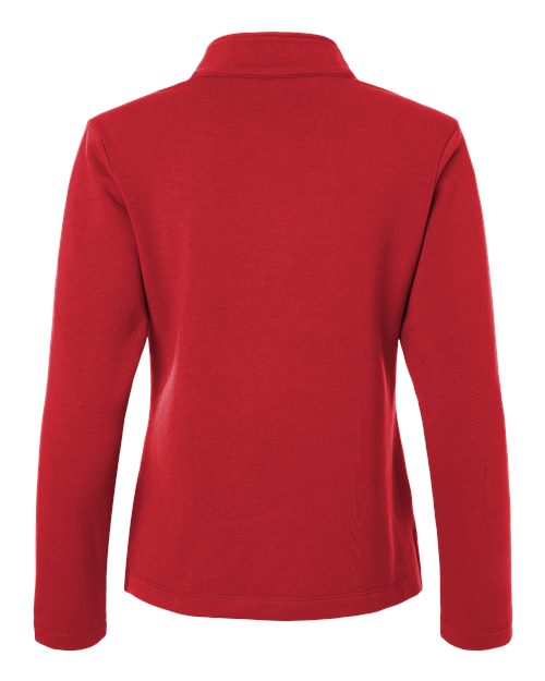 Women's Stretch Quarter-Zip Fleece Pullover - Red Back