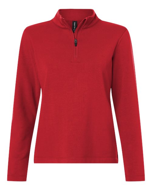 Women's Stretch Quarter-Zip Fleece Pullover - Red Front