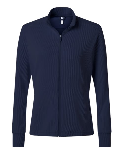 Women's Performance Textured Full-Zip Jacket - Collegiate Navy Front