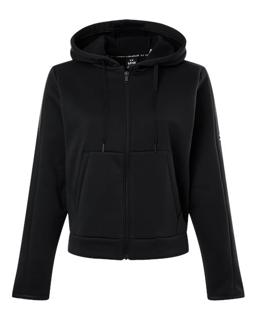 Women's Armour Fleece Pro Hooded Full-Zip - Black/ White Front