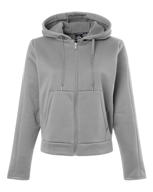 Women's Armour Fleece Pro Hooded Full-Zip - Mod Grey/ White Front