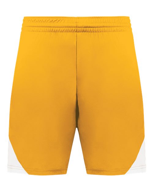 Youth Step-Back Basketball Shorts - Gold/ White Front