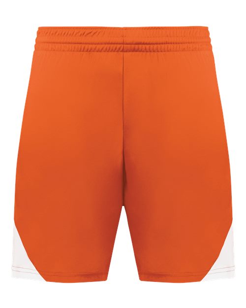 Youth Step-Back Basketball Shorts - Orange/ White Front