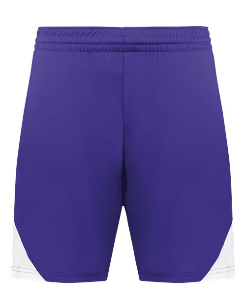 Youth Step-Back Basketball Shorts - Purple/ White Front