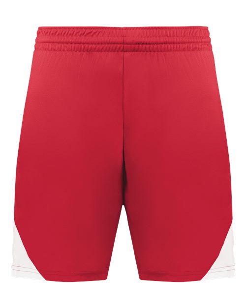 Youth Step-Back Basketball Shorts - Red/ White Front