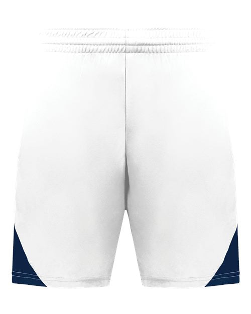 Youth Step-Back Basketball Shorts - White/ Navy Front