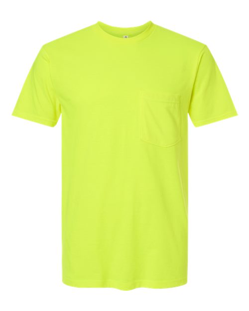 Unisex Heavyweight Jersey Pocket T-Shirt - Safety Green Front