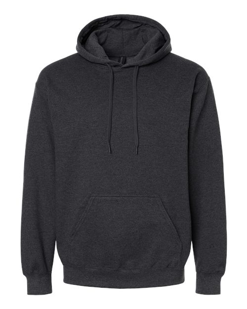 Unisex Softstyle® Midweight Hooded Sweatshirt - Heather Black Front
