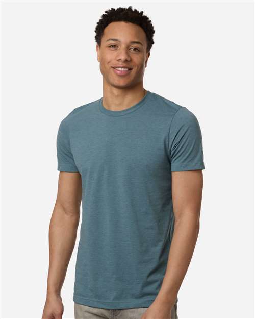 Unisex Combed CVC T-Shirt - Heather Steel Blue Front